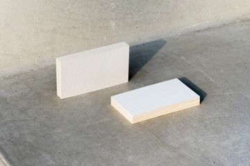 Blank business cards on a concrete background 