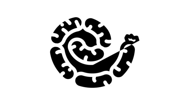 chicken sausage meat line icon animation