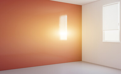 Obraz premium Clean and fresh bathroom with natural light. 3D rendering.. Sunset.