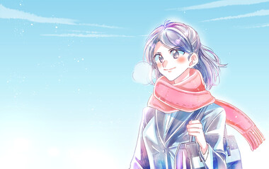 スーツを着た女性　冬