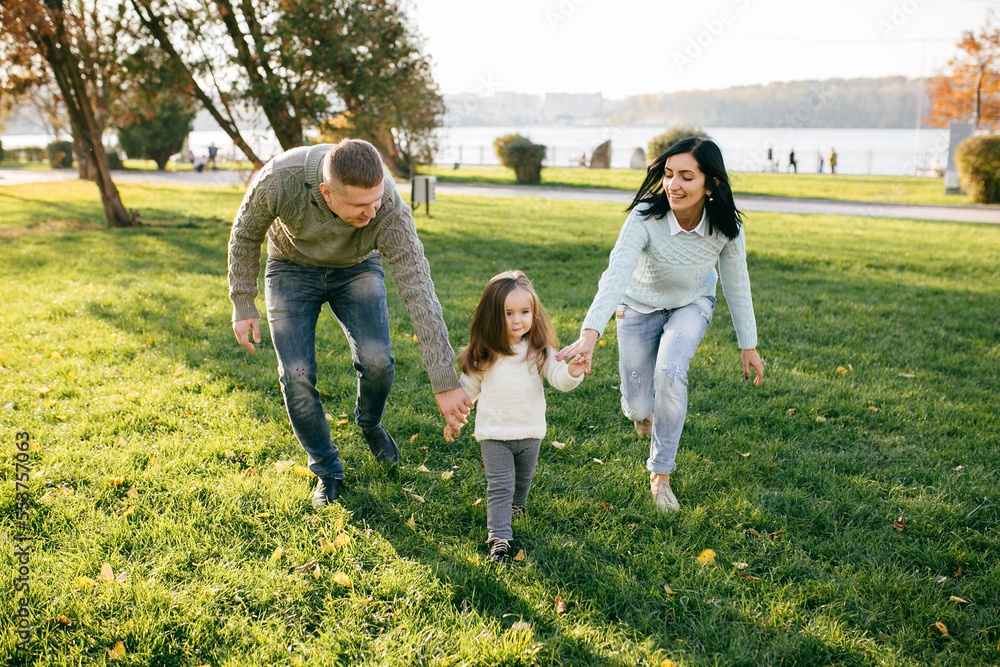 Sticker family in green nature together