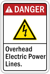 Fototapeta premium Overhead power lines sign and labels
