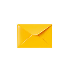 Letter 3d render - closed yellow envelope isolated on white background. New mail or message notification. Cartoon paper newsletter icon for income email or postal subscription concept.