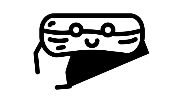 eclair dessert character line icon animation