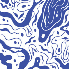 Abstract flowy liquid wavy blue paint isolated on plain white background. Square vector wallpaper for backdrop cover, social media post, poster, brochure, and other purposes.