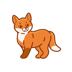 Cute fox cub - cartoon animal character. Vector illustration in flat style isolated on white background.