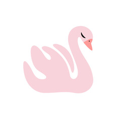 Cartoon swan, cute character for children. Vector illustration in cartoon style. Animal alphabet.