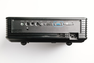 Obraz premium back panel with connectors of Black Universal Projector on a white background