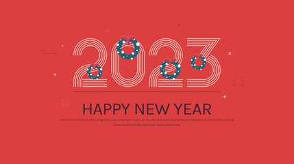Merry christmas and happy new year holidays celebration concept copy space horizontal flat vector illustration.