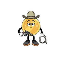 Character mascot of thai baht as a cowboy
