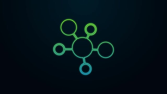 Glowing neon line Mind map infographic icon isolated on black background. 4K Video motion graphic animation