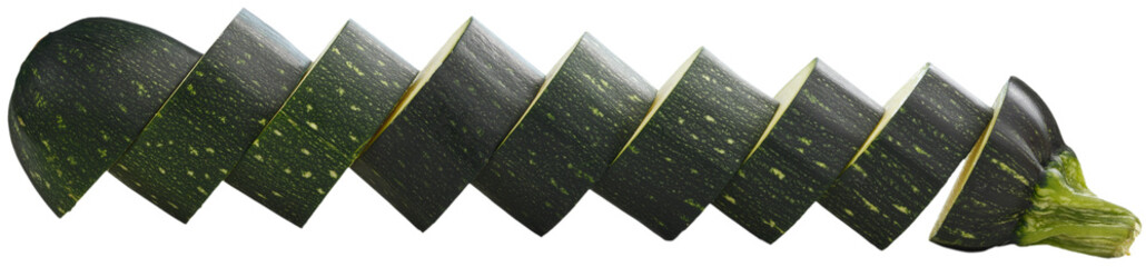 Ripe green fresh zucchini vegetable slices