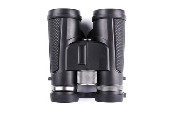 New binoculars isolated on white background. Flat lay, top view