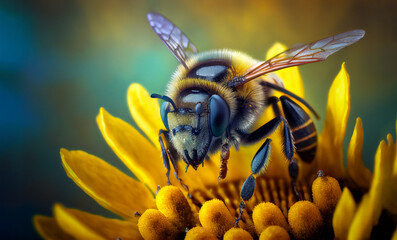 Bee on flower, generative ai