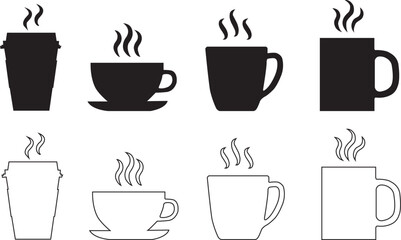 Tazas de café. Icono vector. Vista de frente - obrazy, fototapety, plakaty