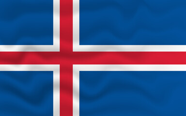 Fototapeta premium Wavy flag of Iceland. Flag of Iceland with a wavy effect. vector illustration