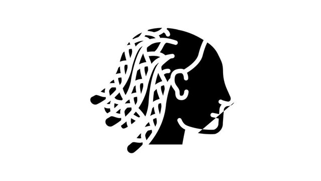 cornrows hairstyle female line icon animation