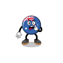 Character Illustration of australia flag with tongue sticking out