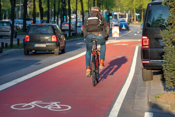 red cycle lane