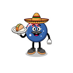 Character cartoon of australia flag as a mexican chef