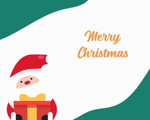Merry Christmas and happy new year concept. Cute santa with gift box. Cartoon vector style for your design.
