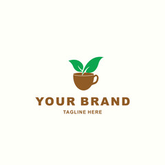 a combined coffee cup and leaf logo for a natural look