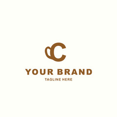 simple logo combined coffee cup and letter C