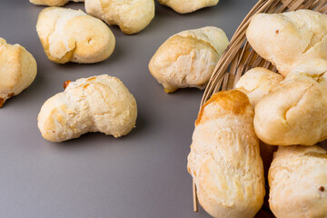 Brazilian Pão de queijo, fresh cheese breads. Selective focus