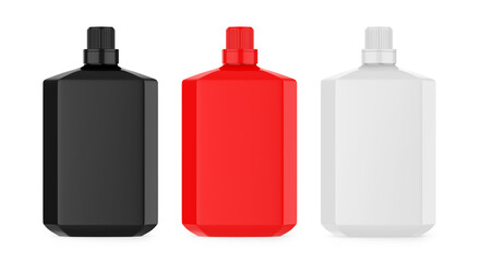 Cosmetic plastic bottle with screw cap mockup template, 3d render illustration