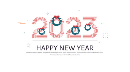 Merry christmas and happy new year holidays celebration concept copy space horizontal flat vector illustration.
