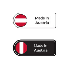 Made in Austria vector label with Poland flag in two different style