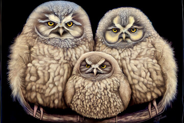 Obraz premium Generative AI abstract render of owls