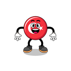 turkey flag cartoon with surprised gesture