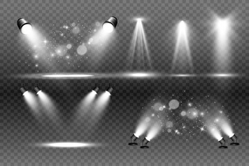 White scene on with spotlights. Vector illustration.	
