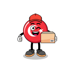 turkey flag mascot cartoon as an courier