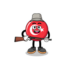 Cartoon Illustration of turkey flag hunter