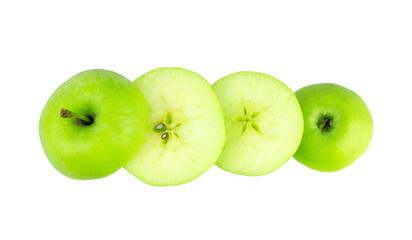 cut green apple isolated from background