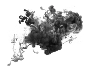 Fototapeten Ink black color smoke blot on Png transparent Abstract background. © Liliia