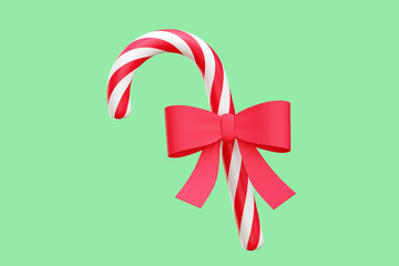 Christmas candy cane 3d icon render illustration