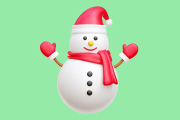 Snowman christmas 3d icon render illustration