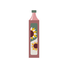 Bottle of sunflower oil vector illustration. Bottle of oil isolated on white background. Kitchen utensils concept