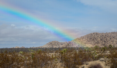 Partial Rainbow Beaming Down Over Joshua Tree National Park in California