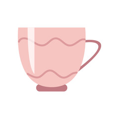 Pink cup vector illustration. Cup isolated on white background. Kitchen utensils concept