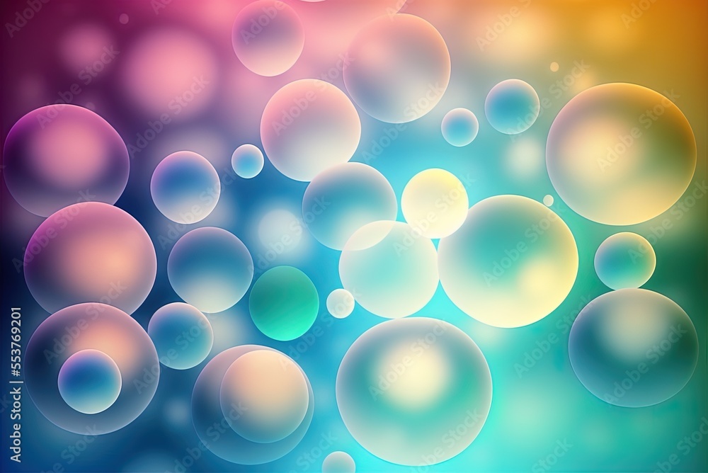 Poster blurred abstract rainbow circles on a gradient backdrop generative ai