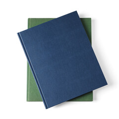 Hardcover books isolated on white, top view