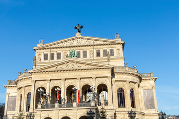 Fototapeta na wymiar The Alte Oper on Opernplatz in Frankfurt am Main is a concert and event house. It was built from 1873 to 1880 as the opera house of the municipal theaters