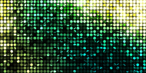 Shining lights party leds on black background. Digital illustration of stage or stadium spotlights. Glowing pattern wallpaper. Glamour background of colorful lights with spotlights. - 553770854
