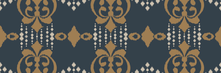 Fototapeta na wymiar Ikat frame batik textile seamless pattern digital vector design for Print saree Kurti Borneo Fabric border brush symbols swatches stylish