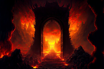 The entrance to Hell, Dante's Inferno. Generative AI - obrazy, fototapety, plakaty