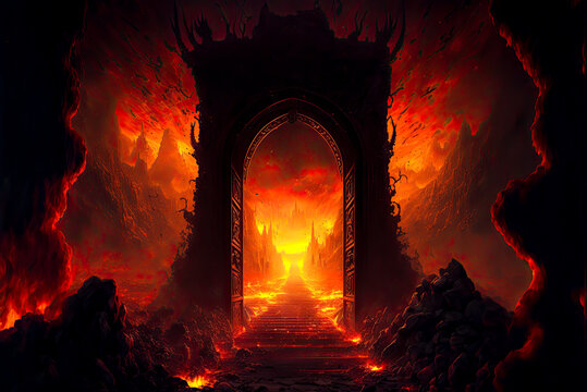 The entrance to Hell, Dante's Inferno. Generative AI